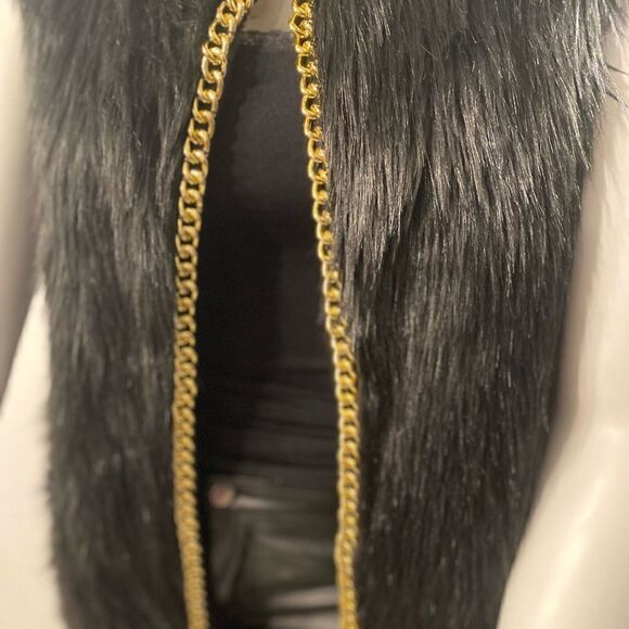 NWT Thalia Sodi Chain-Trim Faux-Fur Vest - Black - Picture 6 of 11